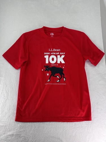 LL Bean 2024 10K July 4th Run Shirt Medium Men’s Red Moose Running Maratho NEW