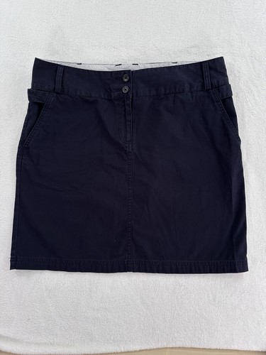 Lands End Skirt 12 Petite Navy Blue 100% Cotton Above The Knee Nautical Short