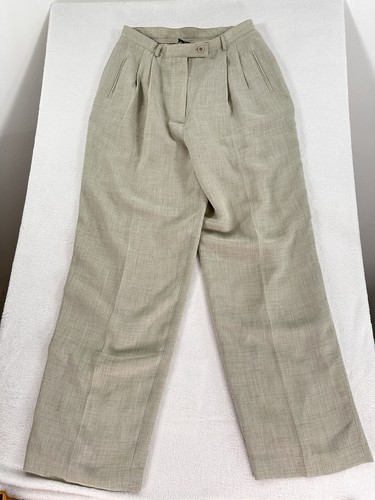 Vintage B Moss 90s Dress Pants 14 High Waist Pleated Tan Tags Made In USA Women