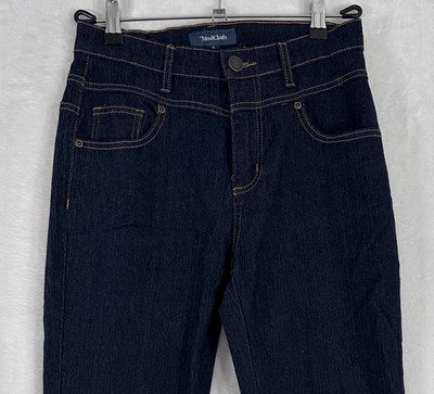 ModCloth Jeans 8 Karaoke Seamstress Buttoned Dark Blue Denim Skinny