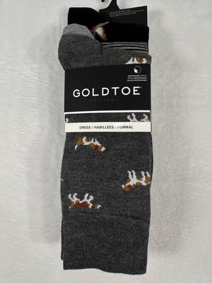 GoldToe Dress Socks Men 6-12.5 Black Gray Ducks Hound Dogs 3 Pack Men’s NEW