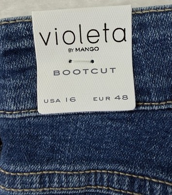Mango Jeans Women 16 Martha Bootcut MNG Violeta High Rise Boot Cut Blue New