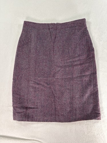 Coldwater Creek Pencil Skirt Size 8 Purple Wool Blend Tweed Knee Length Womens