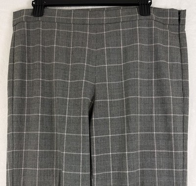 DKNY Dress Pants Womens 12 Gray Plaid High Rise Side Zip