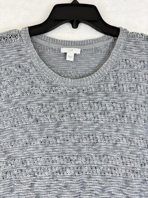 J Jill Sweater Small Short Sleeve Gray Open Knit Lightweight Beachy Womens