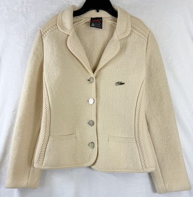 Arber Strickmodern Jacket 36 Boiled Wool Blazer *FlawRead