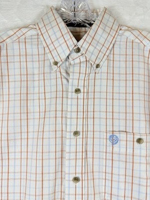 Wrangler George Strait Shirt Small Plaid Short Sleeve Button Up Mens 100% Cotton