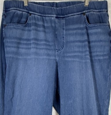 Lands End Starfish Jeans Large High Rise Knit Denim Blue Womens