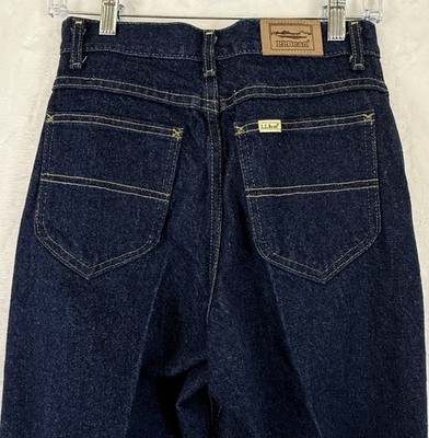 LL Bean Double L Jeans Womens 8 Made In USA Dark Blue High Rise Mom Vintage