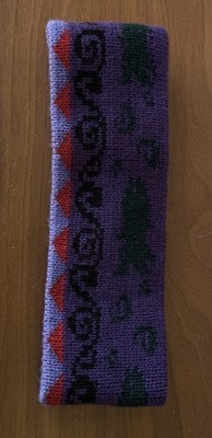 Vintage LL Bean Knit Headband 90s Made In USA Purple Black Knit 100% Wool