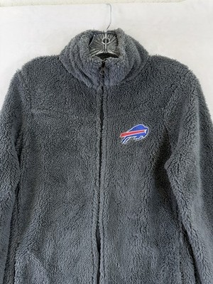 Buffalo Bills Sherpa Fleece Jacket Small Juniors Women Gray Full Zip Mock Neck