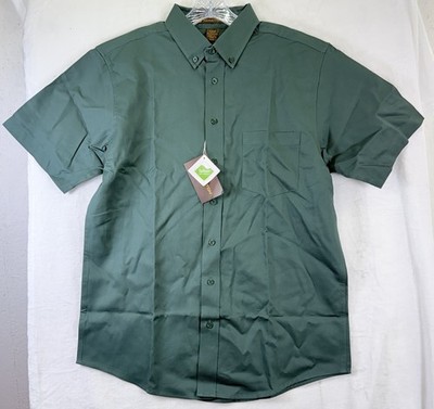 Harrington Shirt Medium Mens Green Short Sleeve Teflon 100% Cotton New NWT